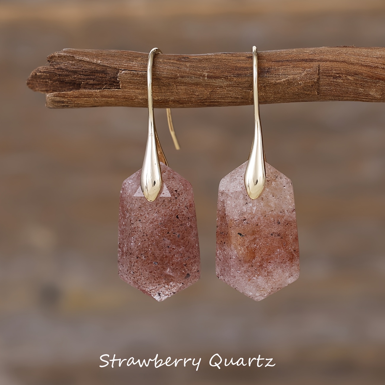 Fashionable Natural Stone Earrings with Golden Hooks